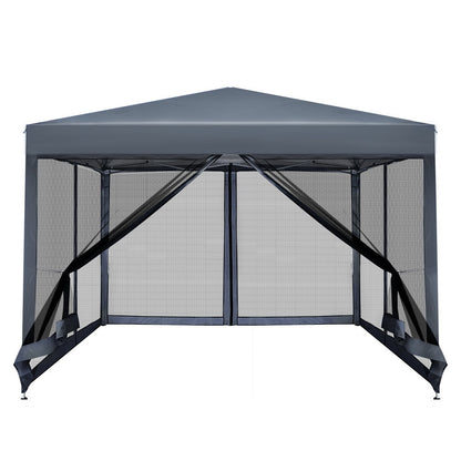 Instahut Gazebo Pop Up Marquee 3x3m Wedding Mesh Side Wall Outdoor Gazebos Grey