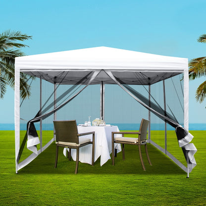 Instahut Gazebo Pop Up Marquee 3x3m Wedding Mesh Side Wall Outdoor Gazebos White