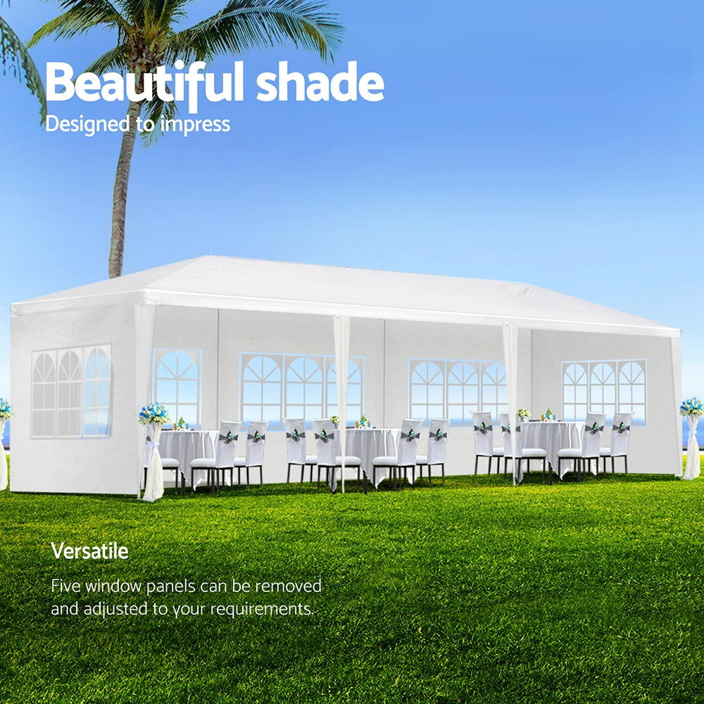 Instahut Gazebo 3x9m Outdoor Marquee side Wall Gazebos Tent Canopy Camping White 5 Panel