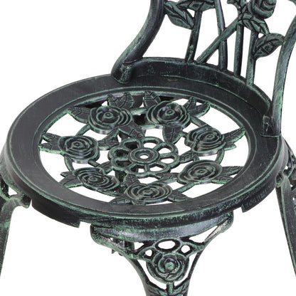 Outdoor Furniture Chairs Table 3pc Aluminium Bistro Green