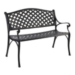 Garden Bench Outdoor Seat Chair Cast Aluminium Park Black