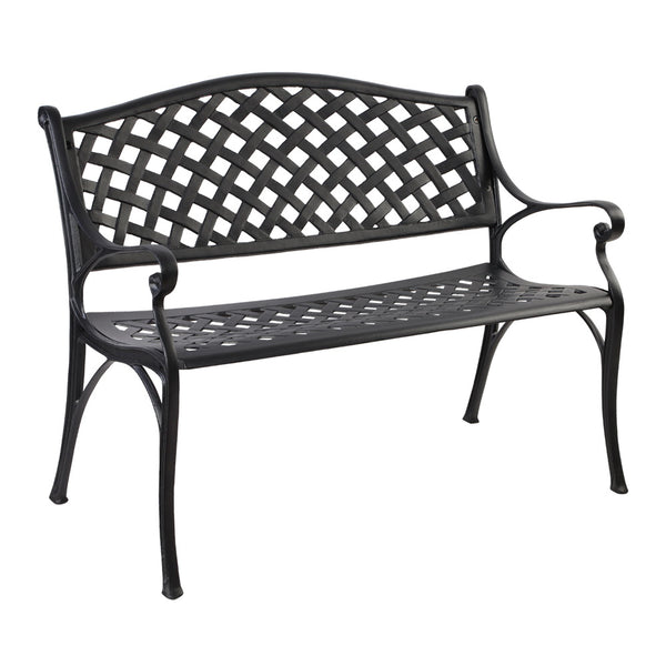  Garden Bench Outdoor Seat Chair Cast Aluminium Park Black