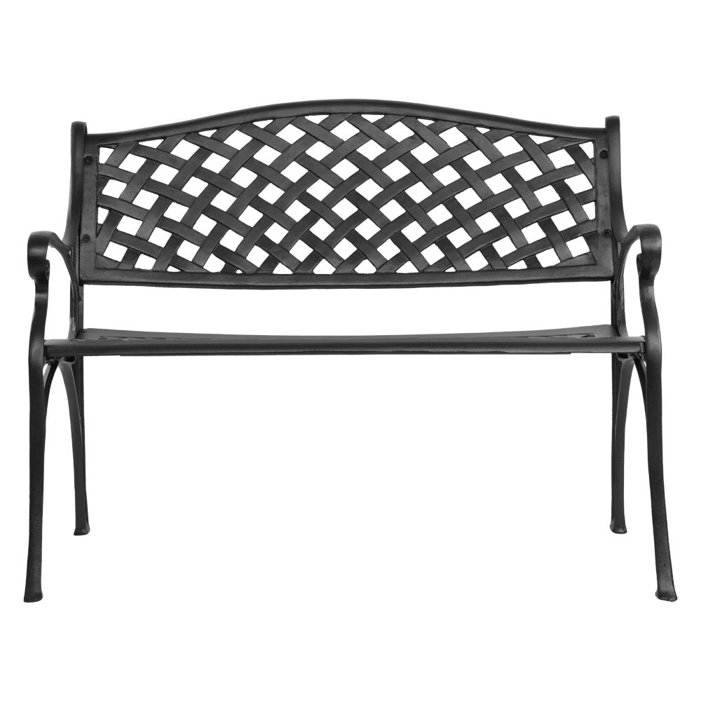Garden Bench Outdoor Seat Chair Cast Aluminium Park Black
