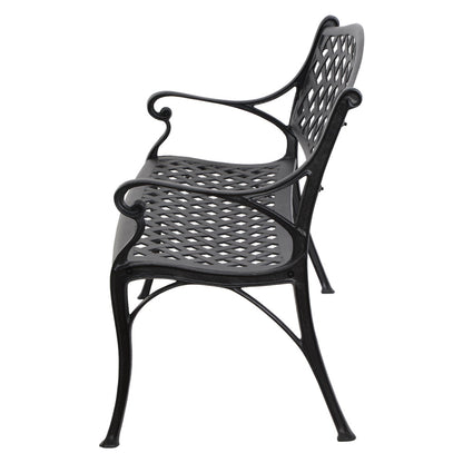Garden Bench Outdoor Seat Chair Cast Aluminium Park Black