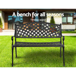 Garden Bench Outdoor Seat Chair Cast Aluminium Park Black