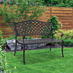 Garden Bench Outdoor Seat Chair Cast Aluminium Park Black