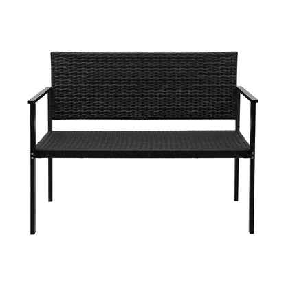Outdoor Garden Bench Seat Rattan Park Grey/Black