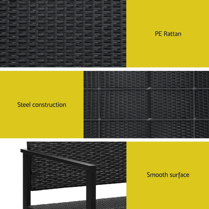 Outdoor Garden Bench Seat Rattan Park Grey/Black