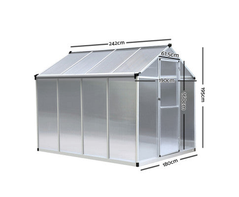 Greenfingers Greenhouse Aluminium Green House Garden Shed Greenhouses 2.42x1.9M - Melbourne Home & Living