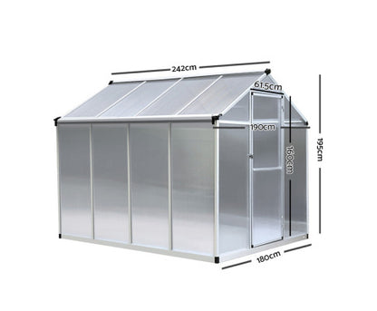 Greenfingers Greenhouse Aluminium Green House Garden Shed Greenhouses 2.42x1.9M - Melbourne Home & Living