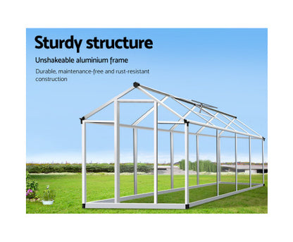Greenfingers Greenhouse Aluminium Green House Garden Shed Greenhouses 2.42x1.9M - Melbourne Home & Living