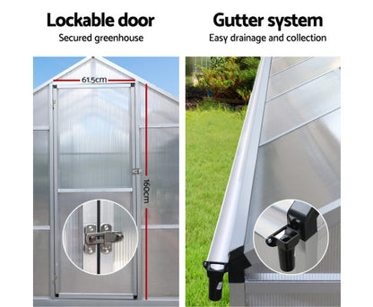Greenfingers Greenhouse Aluminium Green House Garden Shed Greenhouses 2.42x1.9M - Melbourne Home & Living