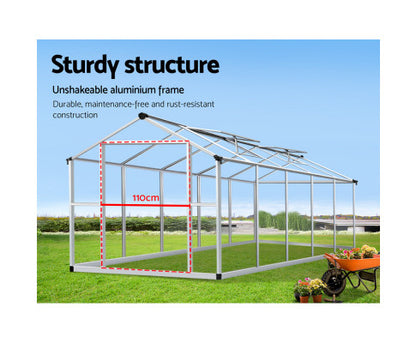 Greenfingers Greenhouse Aluminium Green House Garden Shed Greenhouses 3.08x2.5M