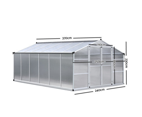 Greenfingers Greenhouse Aluminium Green House Garden Shed Greenhouses 3.7x2.5M - Melbourne Home & Living