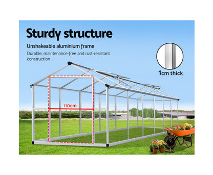 Greenfingers Greenhouse Aluminium Green House Garden Shed Greenhouses 3.7x2.5M - Melbourne Home & Living