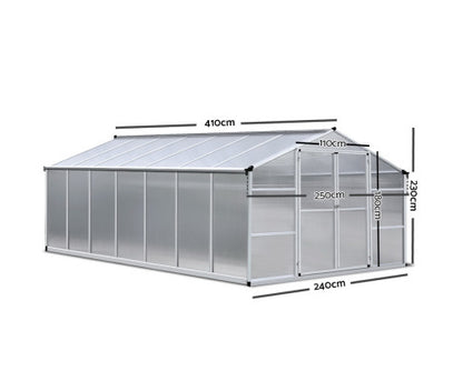 Greenfingers Greenhouse Aluminium Green House Garden Shed Greenhouses 4.1x2.5M - Melbourne Home & Living
