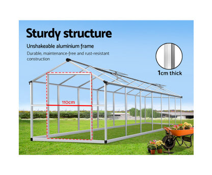 Greenfingers Greenhouse Aluminium Green House Garden Shed Greenhouses 4.1x2.5M - Melbourne Home & Living