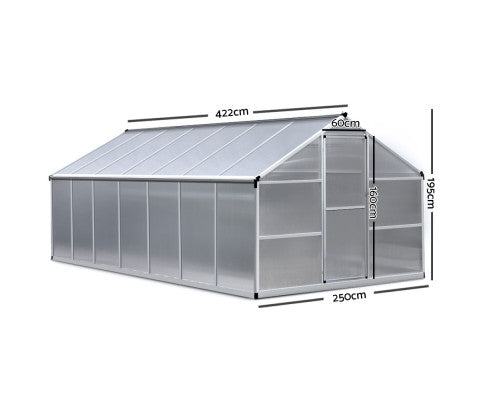 Greenfingers Greenhouse Aluminium Green House Garden Shed Greenhouses 4.22x2.5M - Melbourne Home & Living