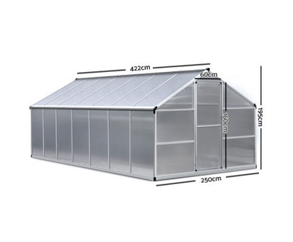 Greenfingers Greenhouse Aluminium Green House Garden Shed Greenhouses 4.22x2.5M - Melbourne Home & Living