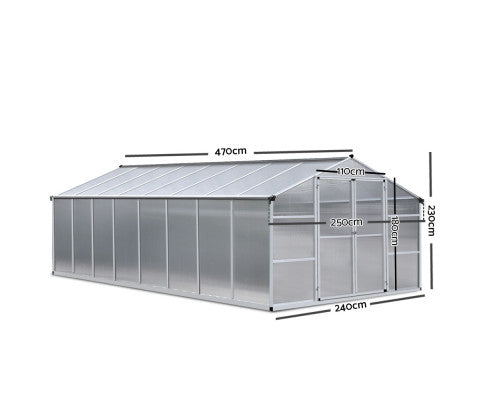 Greenfingers Greenhouse Aluminium Green House Garden Shed Greenhouses 4.7x2.5M - Melbourne Home & Living