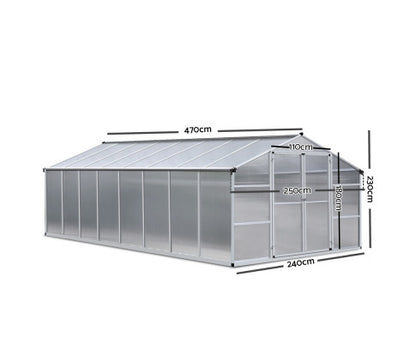 Greenfingers Greenhouse Aluminium Green House Garden Shed Greenhouses 4.7x2.5M - Melbourne Home & Living