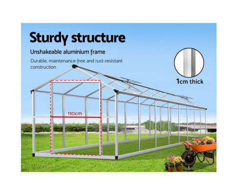 Greenfingers Greenhouse Aluminium Green House Garden Shed Greenhouses 4.7x2.5M - Melbourne Home & Living