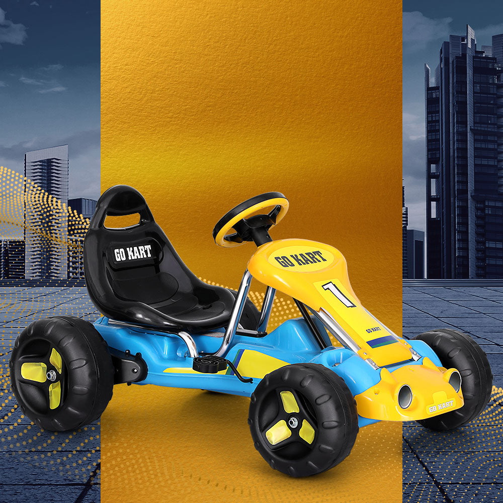 Kids Pedal Go Kart Ride On Toys Racing Car Plastic Tyre Black/Blue ...