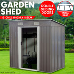 4ft x 6ft Garden Shed with Base Flat Roof Outdoor Storage - Grey