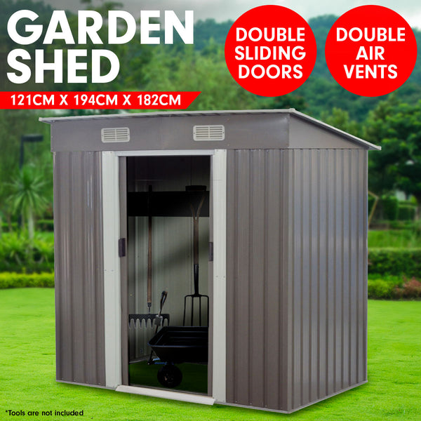  Garden Shed Flat 4ft x 6ft Outdoor Storage Shelter - Grey