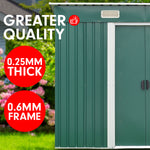 4ft x 8ft Garden Shed with Base Flat Roof Outdoor Storage - Green