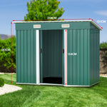 4ft x 8ft Garden Shed Flat Roof Outdoor Storage - Green