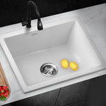 Kitchen Sink Basin Stone Sink Bathroom Laundry Single Bowl 590mmx450mm WH