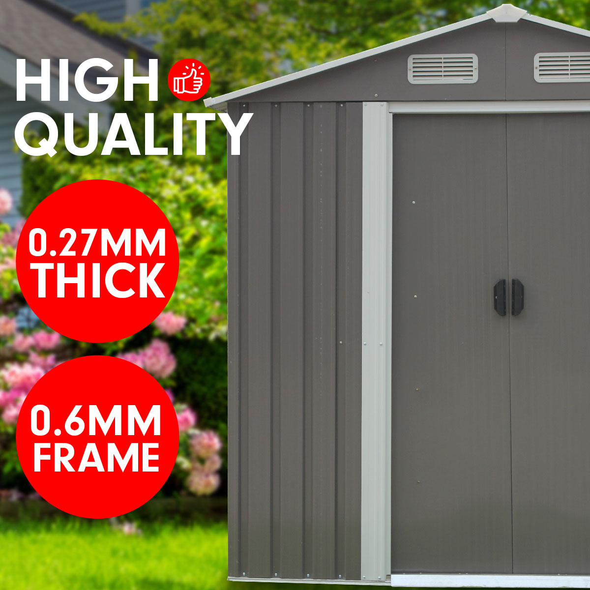 Garden Shed Spire Roof 4ft x 6ft Outdoor Storage Shelter - Grey