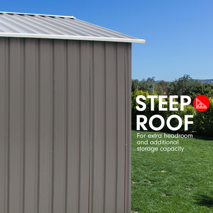 Garden Shed Spire Roof 4ft x 6ft Outdoor Storage Shelter - Grey