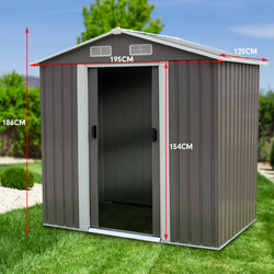 Garden Shed Spire Roof 4ft x 6ft Outdoor Storage Shelter - Grey