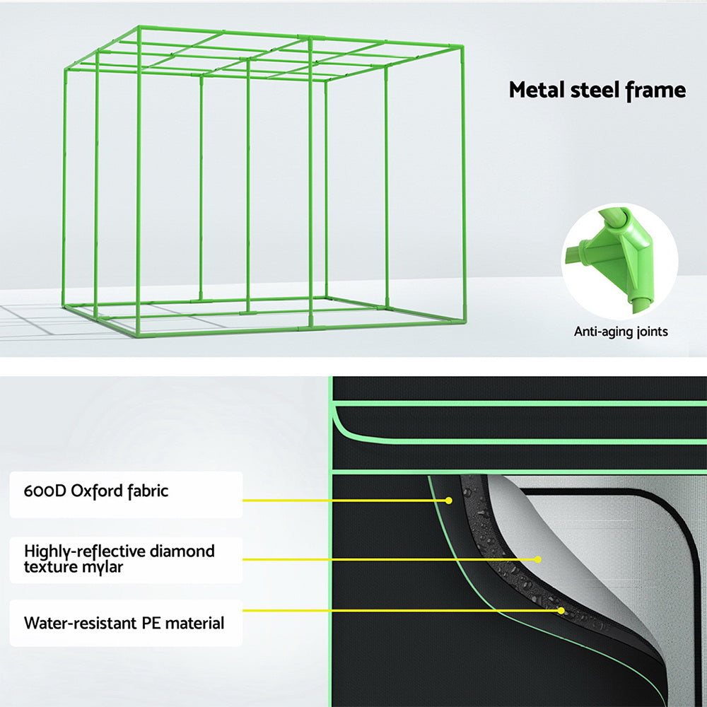 Grow Tent Kits 240x240x200cm Hydroponics Indoor Grow System Black