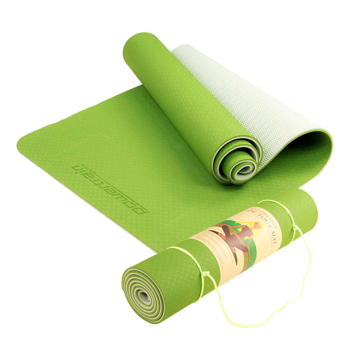 Powertrain Eco-Friendly TPE Pilates Exercise Yoga Mat 8mm - Green