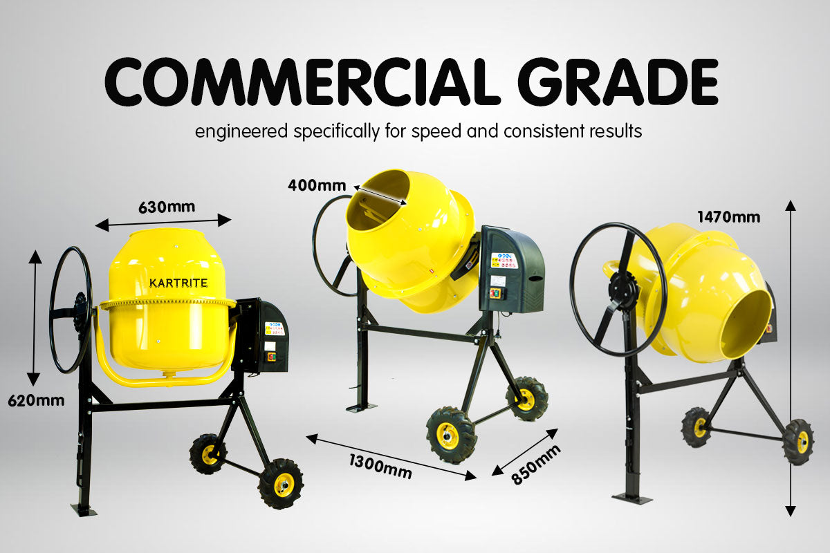 200L Kartrite Cement Concrete Mixer Sand Gravel Portable 850W