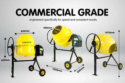 200L Kartrite Cement Concrete Mixer Sand Gravel Portable 850W