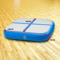 1m Air Block Inflatable Gymnastics Tumbling Mat with Pump - Blue