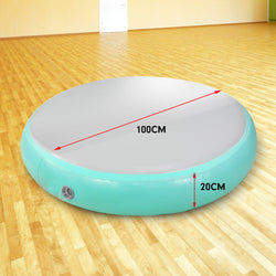 1m Air Spot Round Inflatable Gymnastics Tumbling Mat with Pump - Green