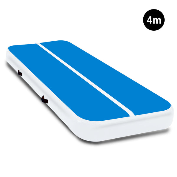  4m Airtrack Tumbling Mat Gymnastics Exercise Air Track - Blue White