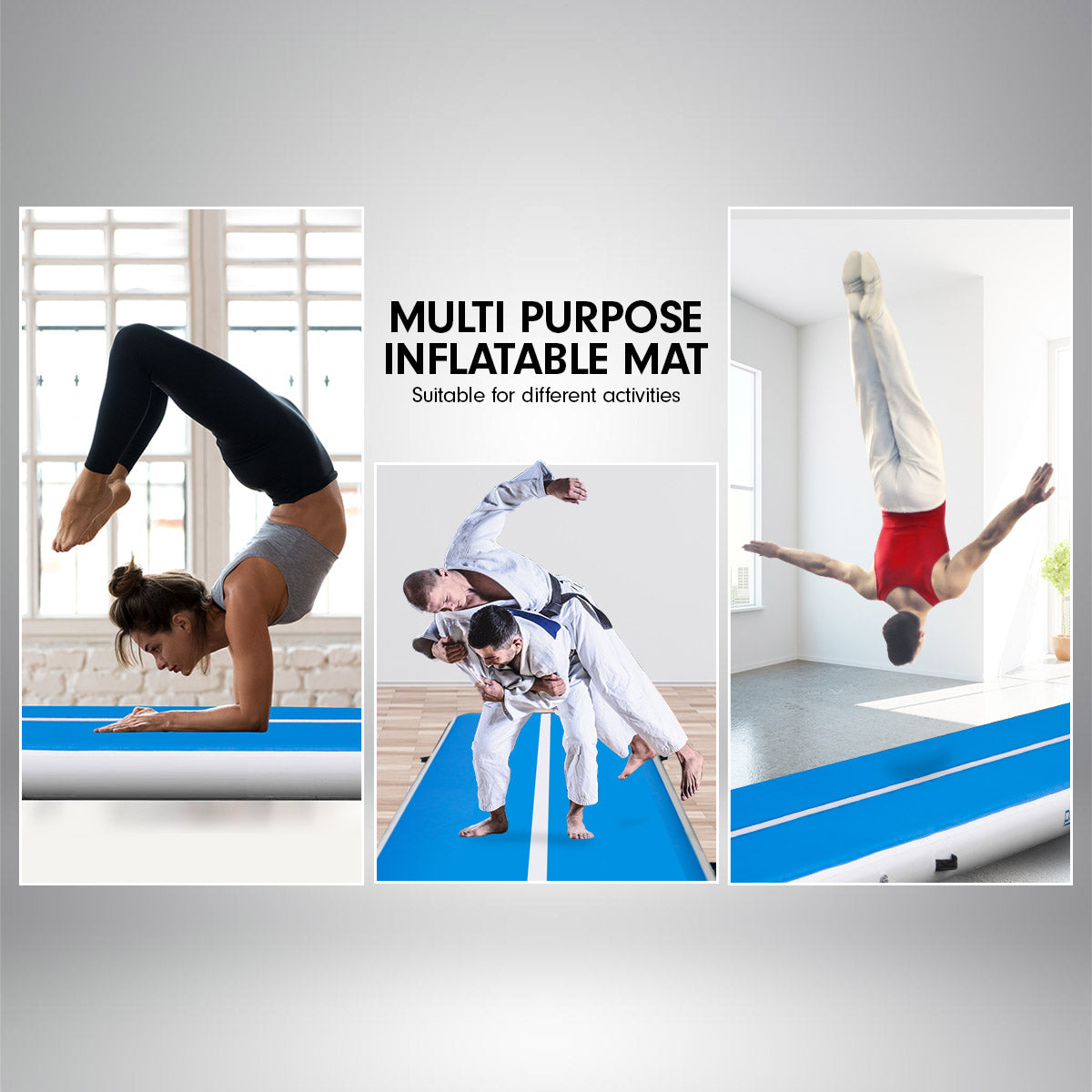 4m Airtrack Tumbling Mat Gymnastics Exercise Air Track - Blue White
