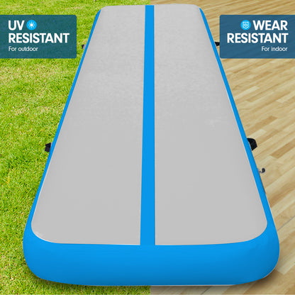 4m x 2m Airtrack Tumbling Mat Gymnastics Exercise Air Track Grey Blue