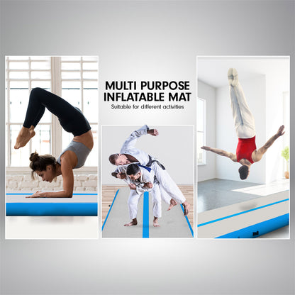 4m x 2m Airtrack Tumbling Mat Gymnastics Exercise Air Track Grey Blue