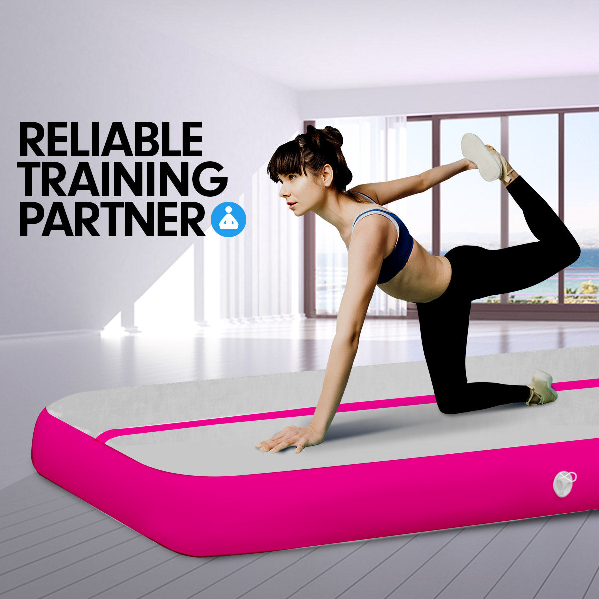 4m x 2m Airtrack Tumbling Mat Gymnastics Exercise Air Track Grey Pink