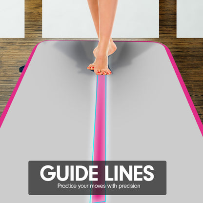 4m x 2m Airtrack Tumbling Mat Gymnastics Exercise Air Track Grey Pink