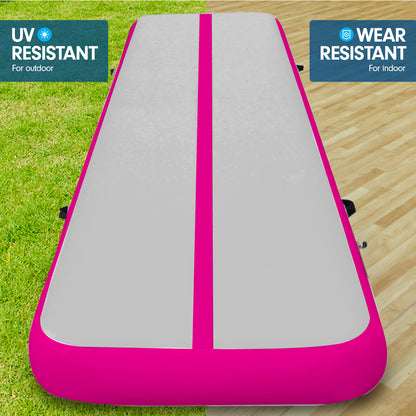 4m x 2m Airtrack Tumbling Mat Gymnastics Exercise Air Track Grey Pink