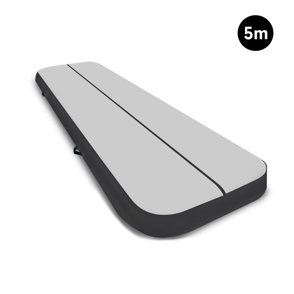  5m x 1m Air Track Inflatable Tumbling Mat Gymnastics - Grey Black