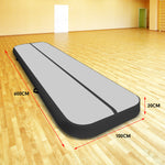 6m Airtrack Tumbling Mat Gymnastics Exercise 20cm Air Track Grey Black